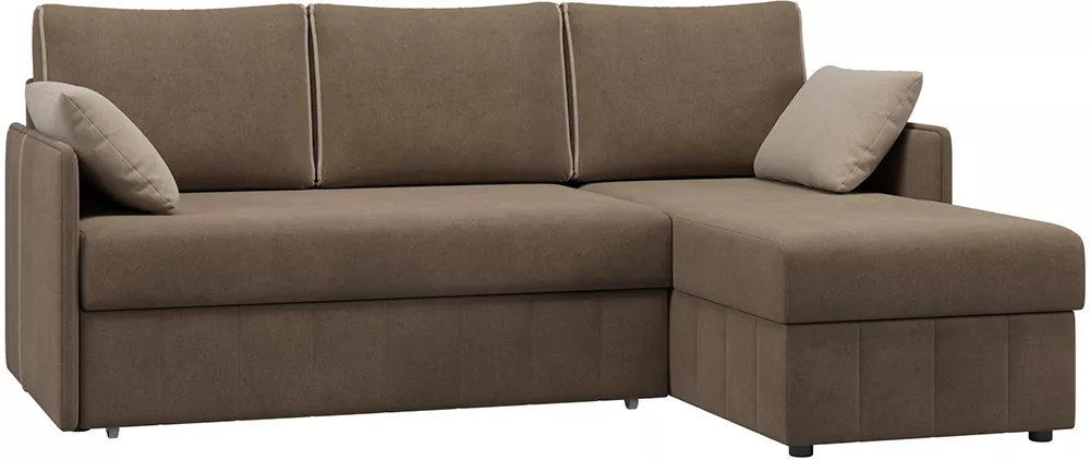 Угловой диван для спальни Слим Плюш Браун