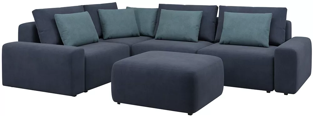 Угловой диван для спальни Гунер-1 Плюш Кобальт