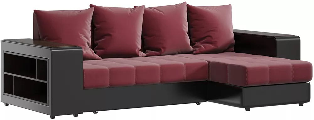 Угловой диван для спальни Дубай Плюш Бордо