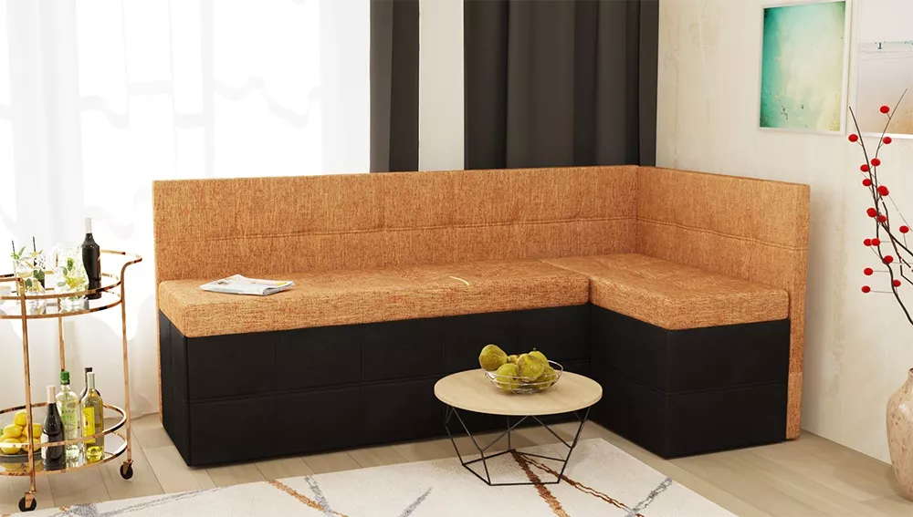 Кожаный диван на кухню Токио (Домино) Комби Терракота угловой