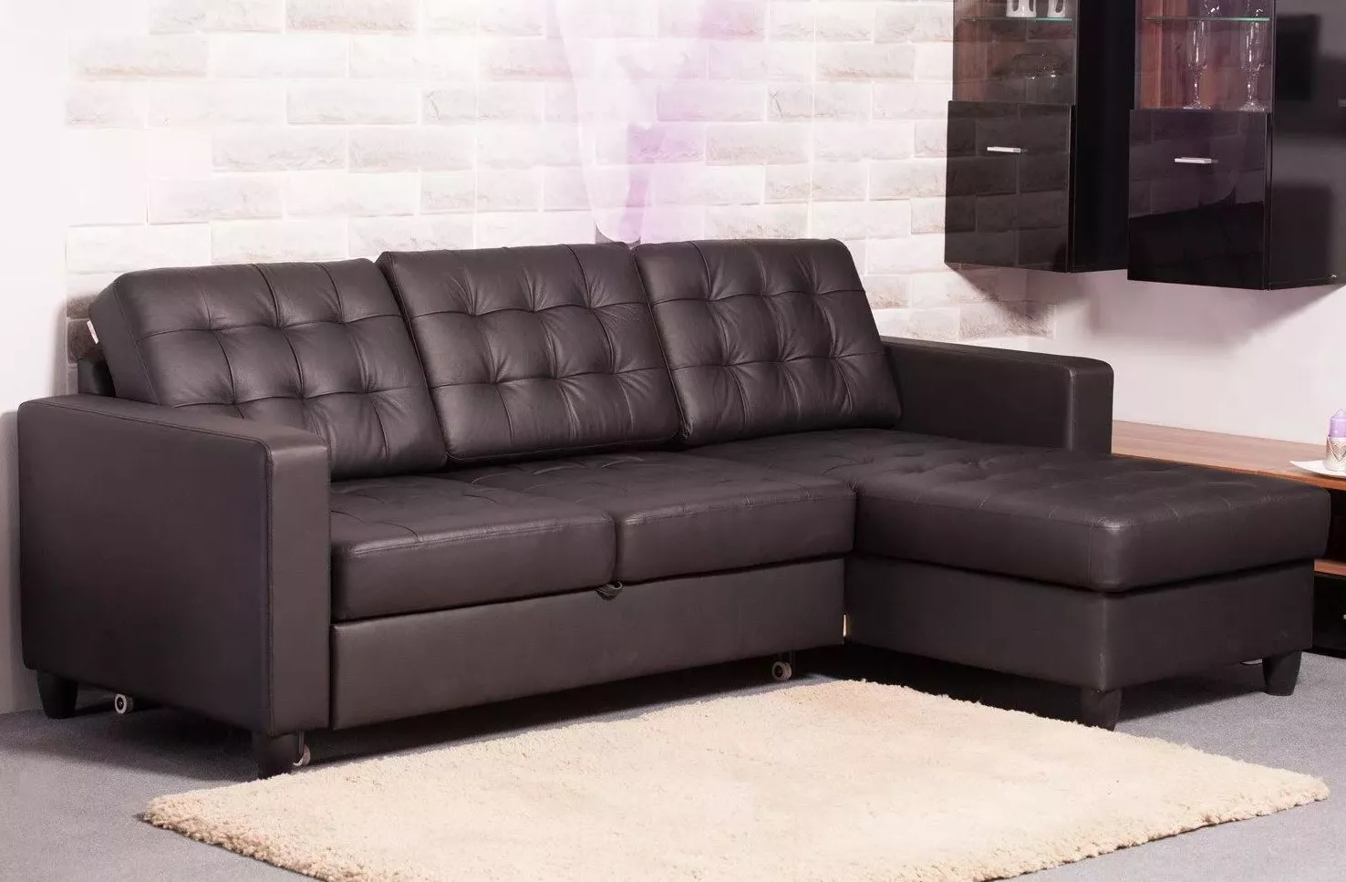 Коричневый кожаный диван кожаный Камелот Дизайн 4