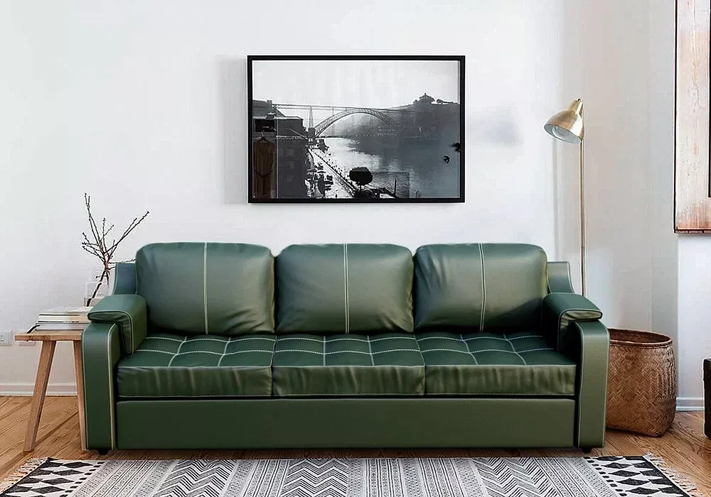 Коричневый кожаный диван Берета Дизайн 2 кожаный