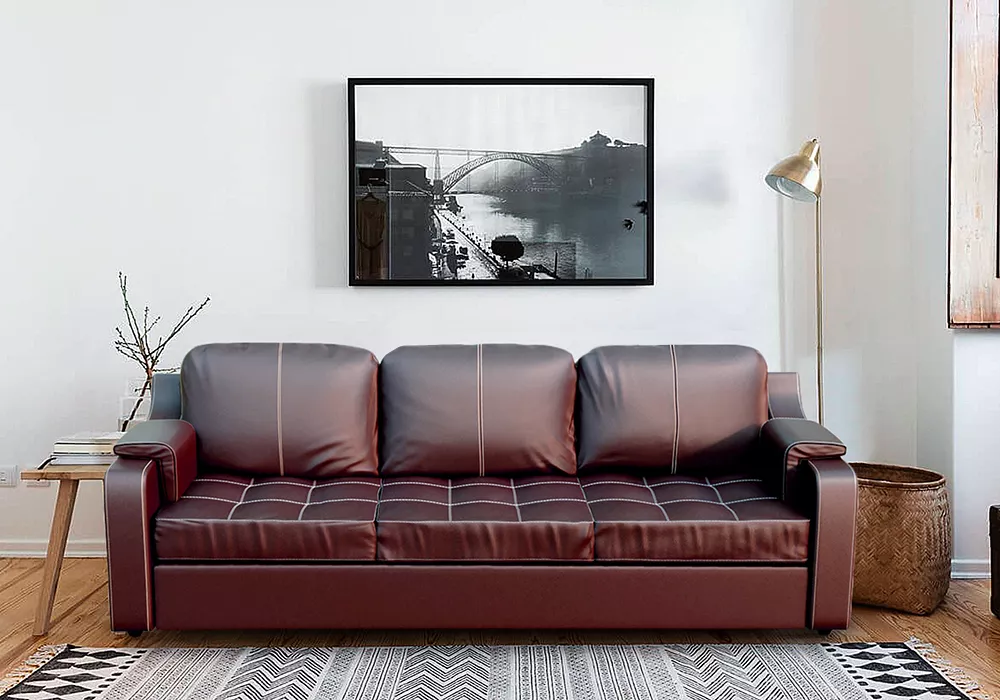 Коричневый кожаный диван Берета Дизайн 5 кожаный