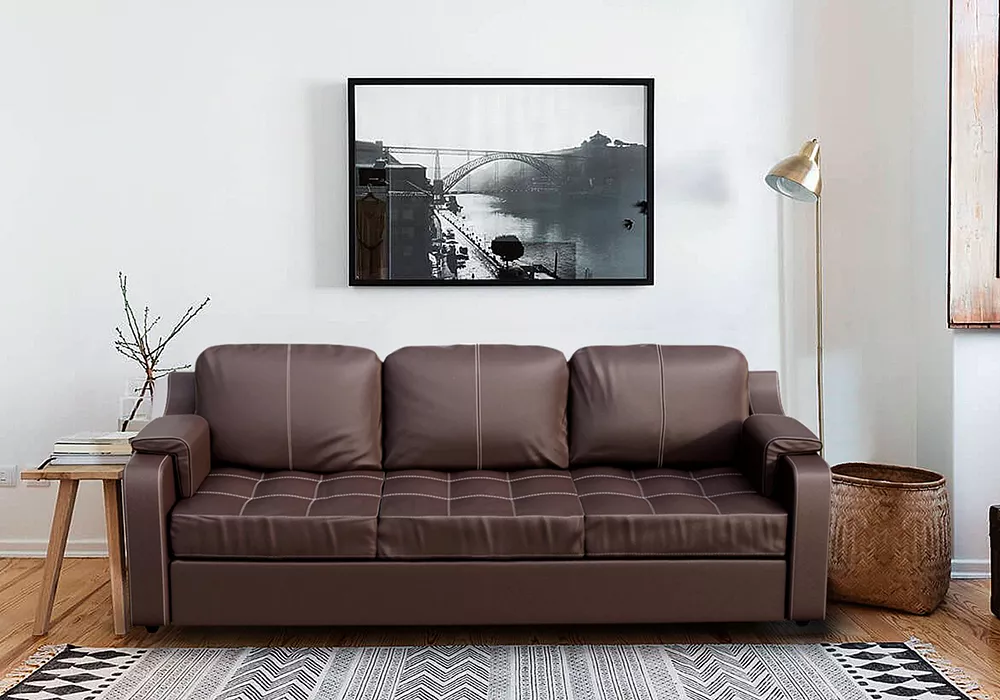 Коричневый кожаный диван Берета Дизайн 4 кожаный