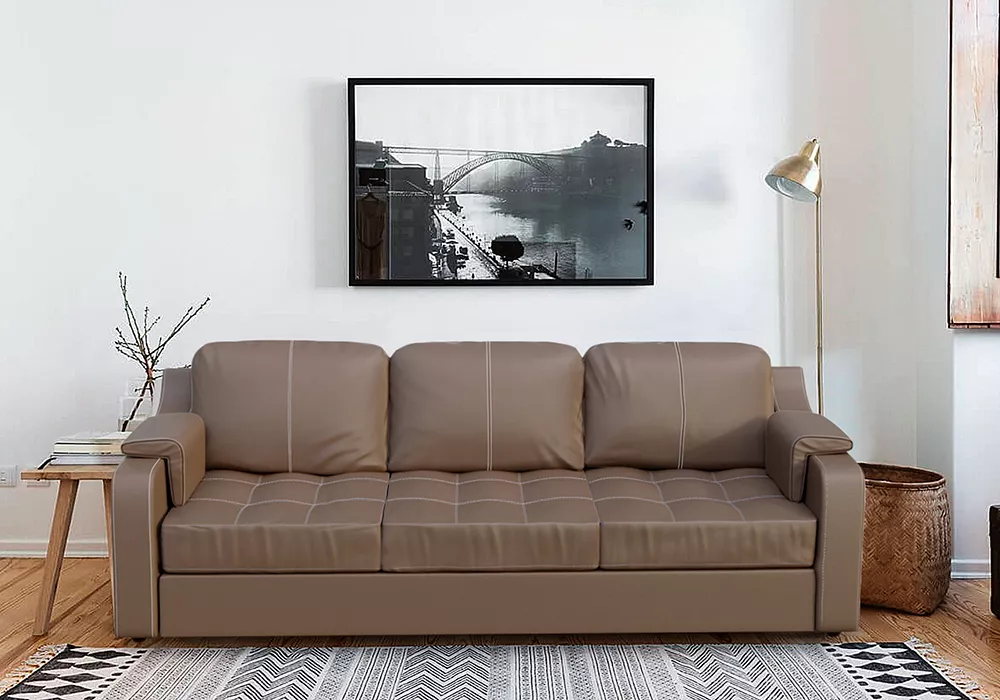 Коричневый кожаный диван Берета Дизайн 1 кожаный