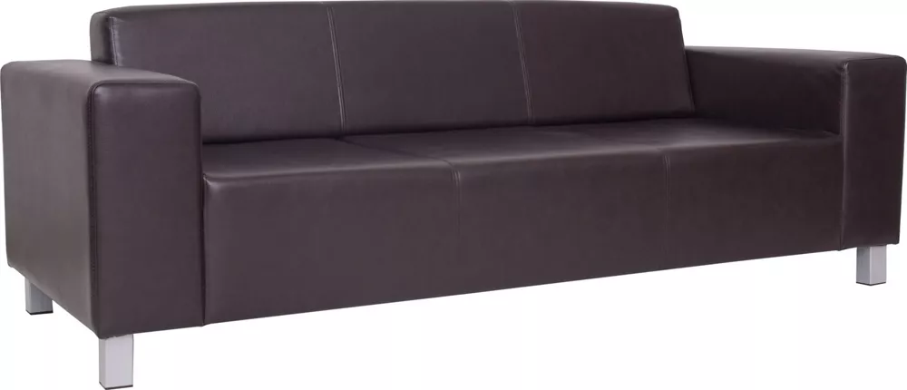 Коричневый кожаный диван Алекто-3 трехместный