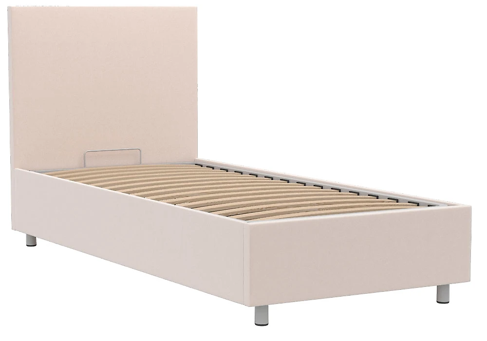 Кровать с подъемным механизмом и мягким изголовьем Белла 90х200 с бельевым ящиком Плюш Милк