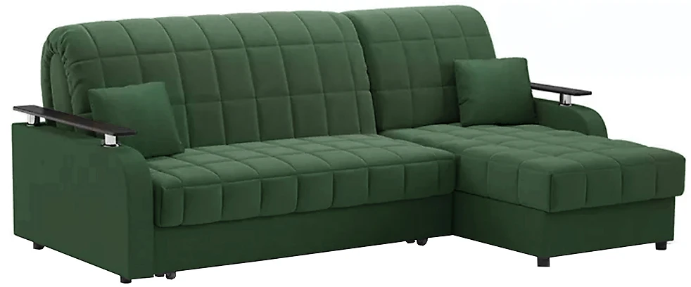 Зелёный угловой диван Карина Плюш Свамп
