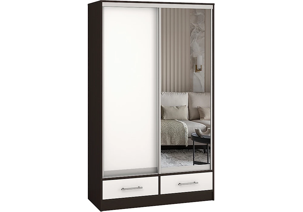 Чёрный шкаф Версаль-120 Зеркало-ЛДСП Дизайн-1