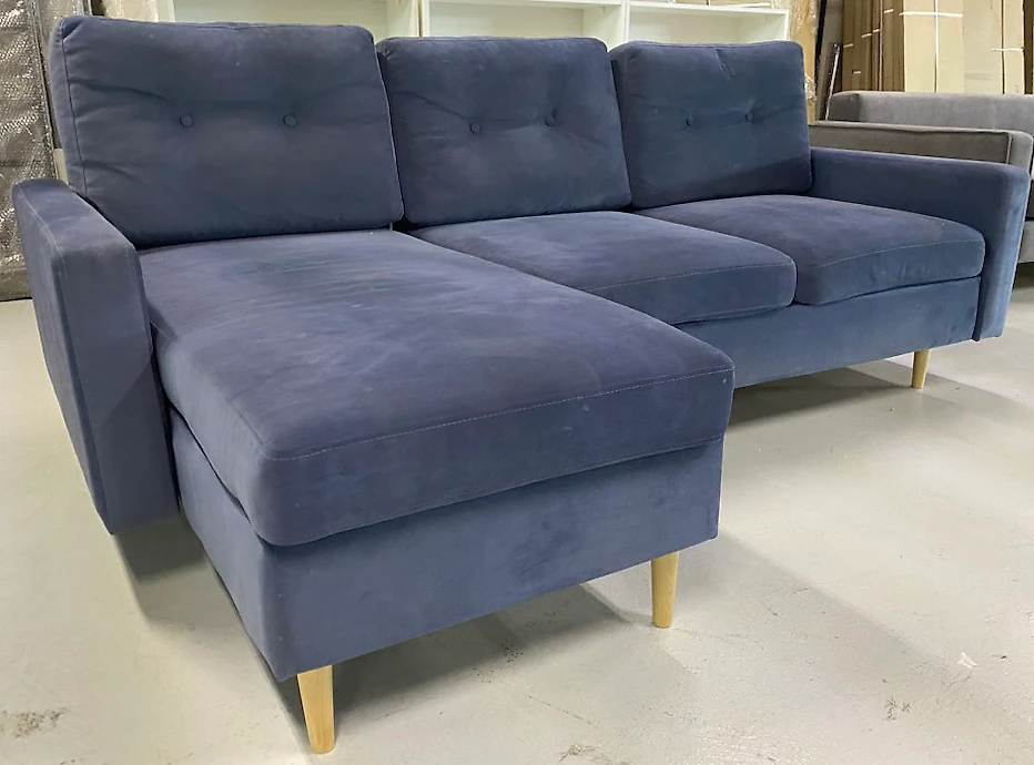 Угловой диван для спальни Динс Velvet Navy Blue арт. 02001396460