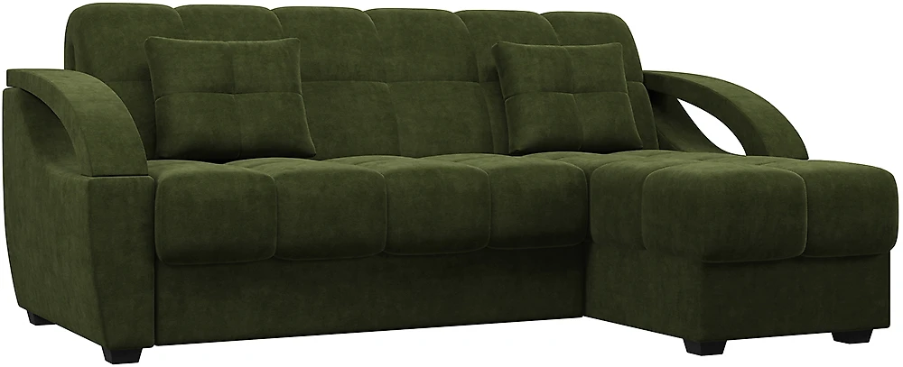 Зелёный угловой диван Монреаль Плюш Свамп