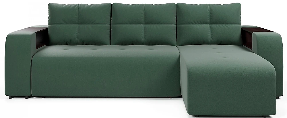 Угловой диван с ящиком для белья Дуглас Плюш Грин