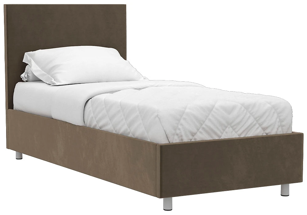 Кровать с мягкой спинкой Белла 90х200 с ламелями Плюш Шоколад